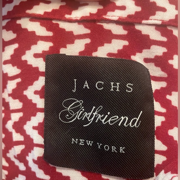 Jachs Girlfriend Quinn Button Down Cap Sleeve Shirt Red & White Chevron - Picture 4 of 7